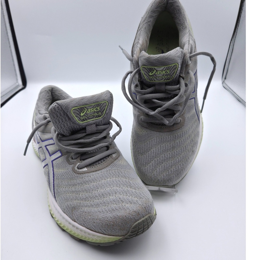 Asics Gel-Nimbus 22 Running Shoes Womens 8.5 Grey Lime Green 1012A587